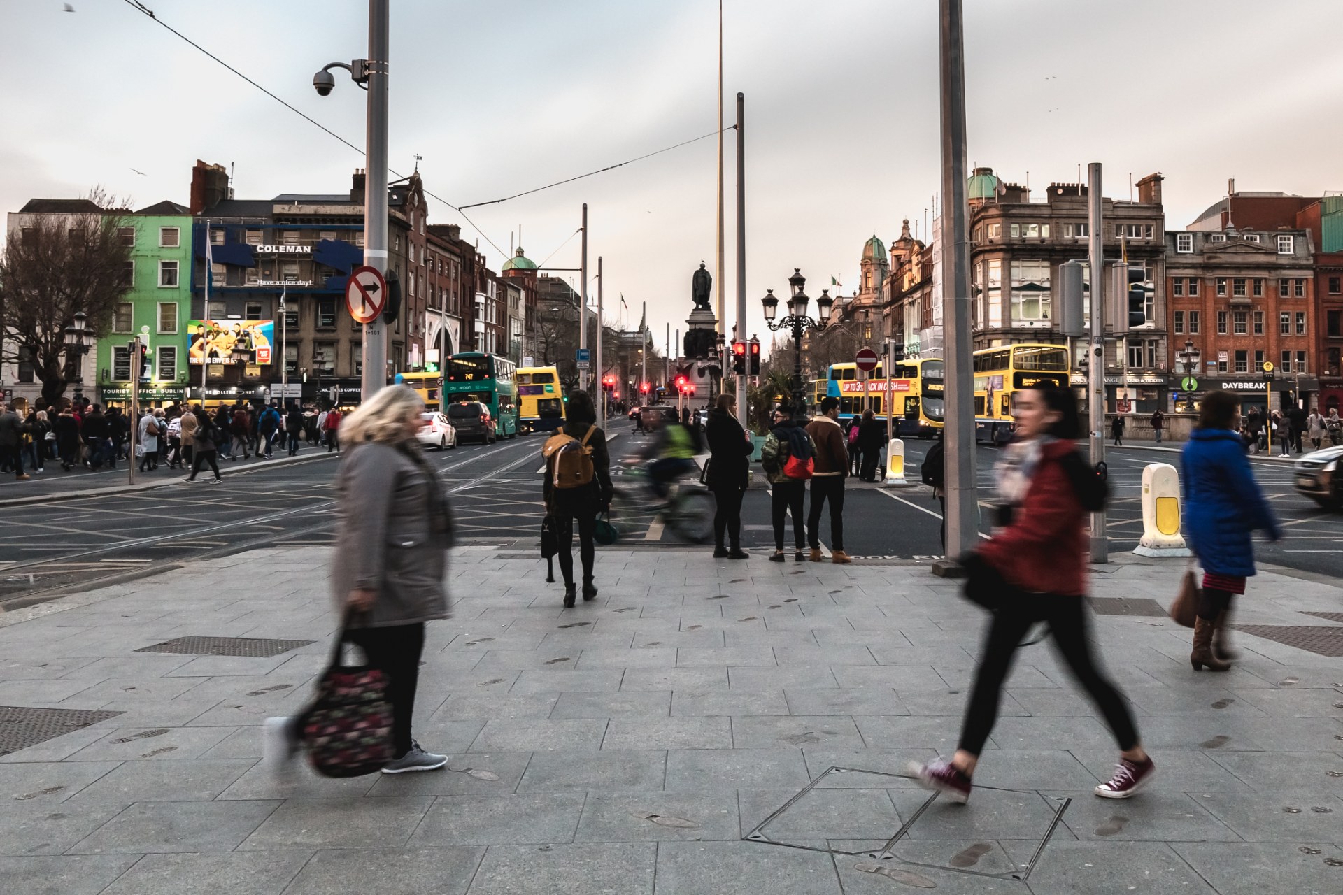 People walking along a street in Dublin city centre